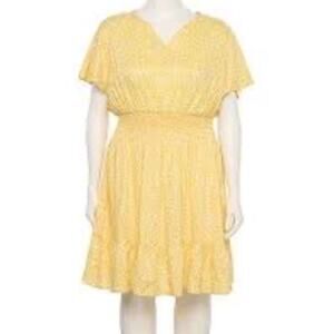 Croft & Barrow yellow ditsy floral smocked Waisted challis dress